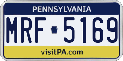 PA license plate MRF5169