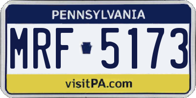 PA license plate MRF5173