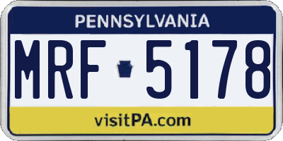 PA license plate MRF5178