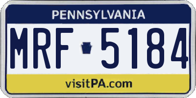 PA license plate MRF5184