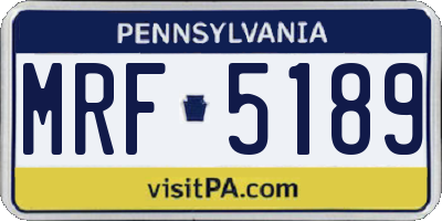 PA license plate MRF5189