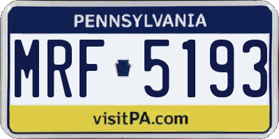 PA license plate MRF5193