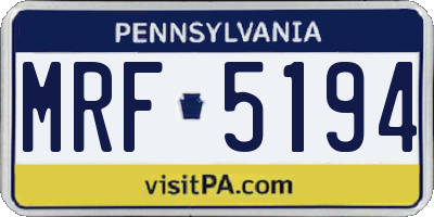 PA license plate MRF5194