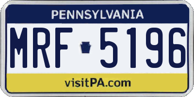 PA license plate MRF5196