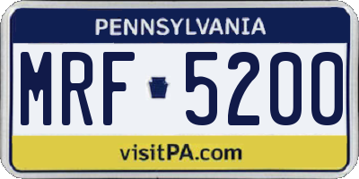 PA license plate MRF5200