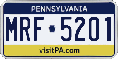 PA license plate MRF5201