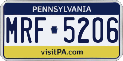 PA license plate MRF5206