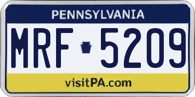 PA license plate MRF5209