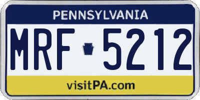PA license plate MRF5212