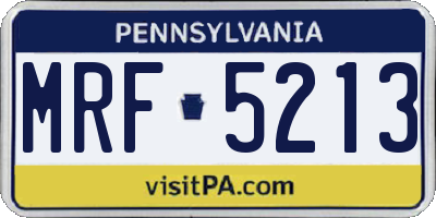 PA license plate MRF5213