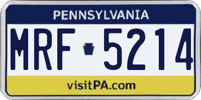 PA license plate MRF5214