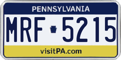PA license plate MRF5215