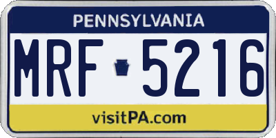 PA license plate MRF5216