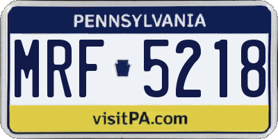 PA license plate MRF5218