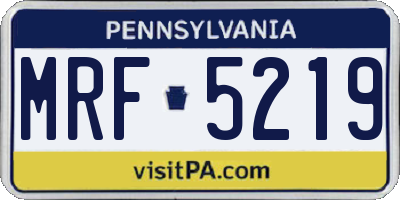 PA license plate MRF5219
