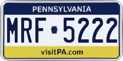PA license plate MRF5222
