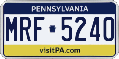 PA license plate MRF5240