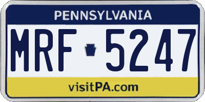 PA license plate MRF5247