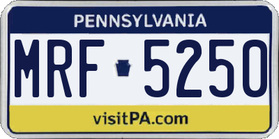 PA license plate MRF5250