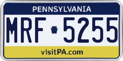 PA license plate MRF5255