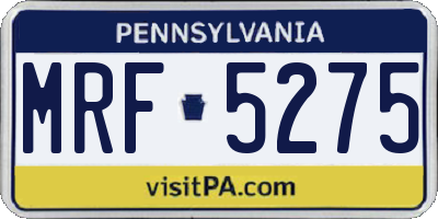 PA license plate MRF5275