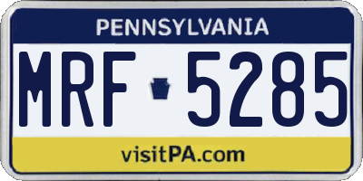 PA license plate MRF5285