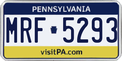 PA license plate MRF5293