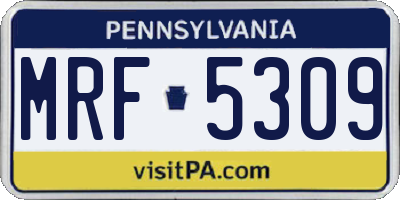 PA license plate MRF5309