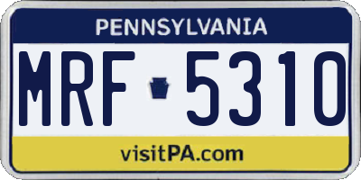 PA license plate MRF5310