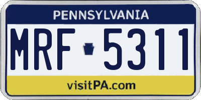 PA license plate MRF5311