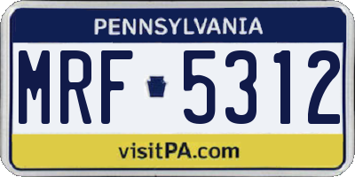PA license plate MRF5312