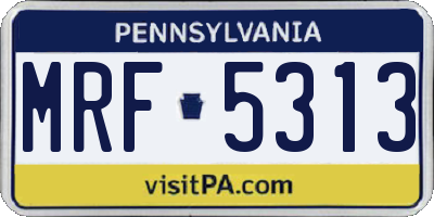 PA license plate MRF5313
