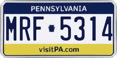 PA license plate MRF5314