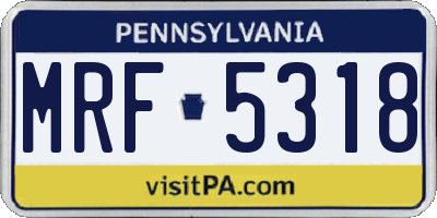PA license plate MRF5318