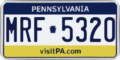 PA license plate MRF5320