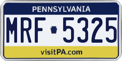 PA license plate MRF5325