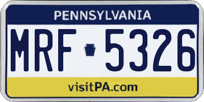PA license plate MRF5326