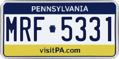 PA license plate MRF5331