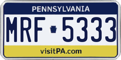 PA license plate MRF5333