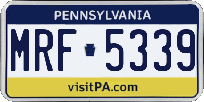 PA license plate MRF5339