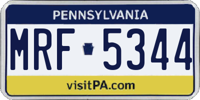 PA license plate MRF5344