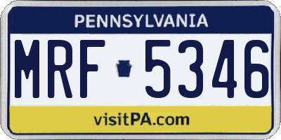 PA license plate MRF5346