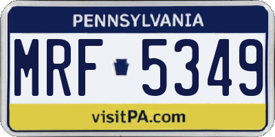 PA license plate MRF5349