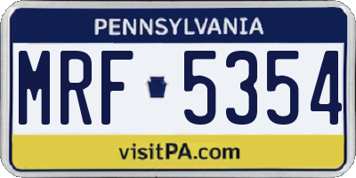 PA license plate MRF5354