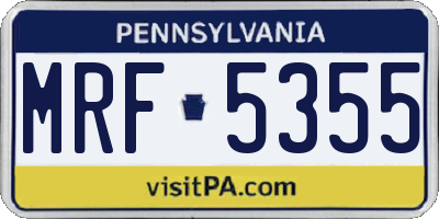 PA license plate MRF5355