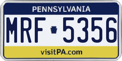 PA license plate MRF5356