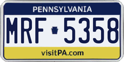 PA license plate MRF5358