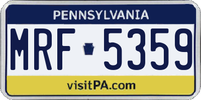 PA license plate MRF5359