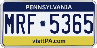 PA license plate MRF5365