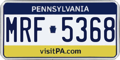 PA license plate MRF5368